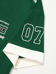 Claim Dot Áo thun nam dáng rộng, phong cách thường ngày, thể thao đường phố, in chữ và số, thích hợp cho mùa hè. - màu xanh lá - Xem 5