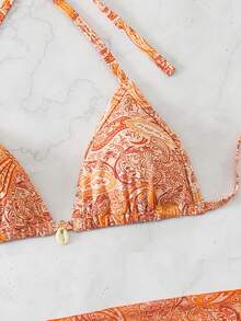 Swim Vcay Women's Retro Paisley Print 3-Piece Bikini Set, New 2026 Spring/Summer Collection, Sunbathing, Beach Party, Vacation, Swimwear - Multicolor - View 4