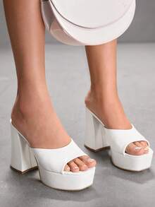 CUCCOO SZL 踝带露趾高跟凉鞋，度假鞋，夏季情人节礼物，夏季鞋，春季鞋，春假复活节舞会高跟鞋 - 白色 - 查看 3