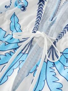 Franclia Women's Summer Vacation Casual Halter Backless Printed Dress - Blue - View 4