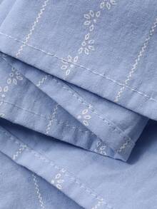 DAZY 甜美条纹图案印花撞色滚边宽松女士睡裙 - 藍色 - 查看 12