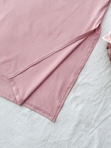 Travachic KIDS Tween Girl Elegant Casual Solid Pink Dress - Pink - View 6