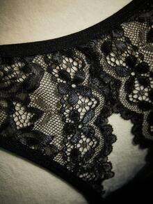 SpicyHot Women's Sexy Lace Patchwork Hollow Out Design Panties - Black - View 6