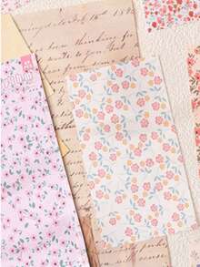 60 hojas/paquete Papel decorativo floral para scrapbooking, pegatinas y notas DIY - BQ897/Hojas florales - Ver 4