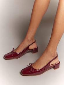 SHUZIA 女士时尚日常百搭露跟高跟鞋 - 紅色 - 查看 2