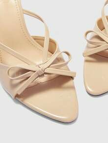 CUCCOO BIZCHIC Women's Bowknot Pointed Toe Stiletto Heel Casual Slip-On Fashion Strap Open Toe High Heel Sandals - Apricot - View 5