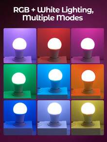 Teckwe LED Light Bulb Dimmable, RGB Color Changing Light Bulb, 16 Color Choices & 4 Lighting Modes, Portable LED Bulb With Remote Control For Home Decor, Bedroom, Stage, Party Decor, Valentine's Day - White - View 3