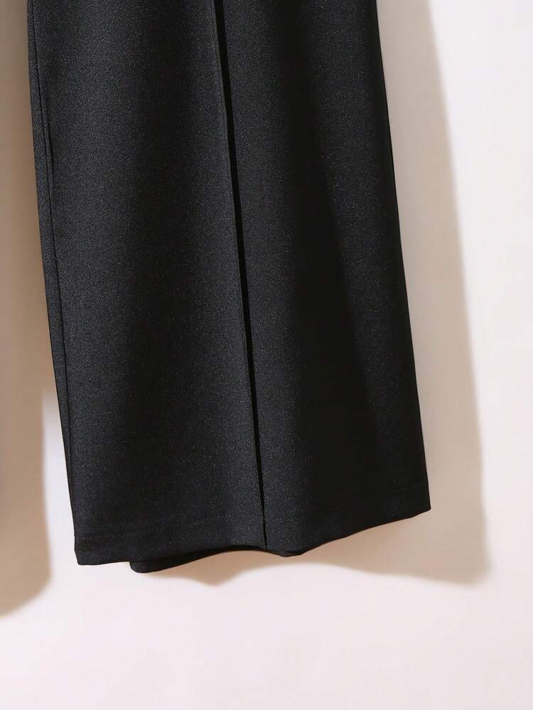 Franclia Pantalones acampanados de gasa elegantes con decoración de strass para vacaciones y citas - Negro - Añade 5