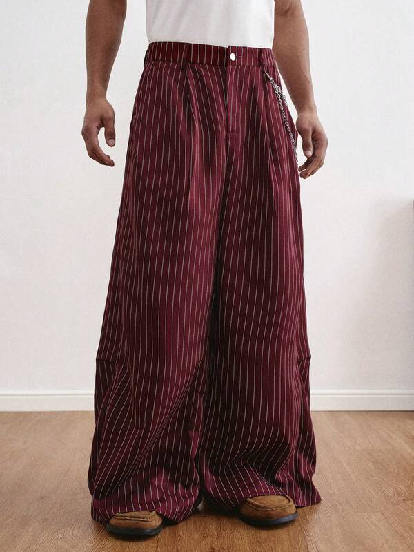 TOKVUE Men's Casual Commute Striped Wide Leg Pants,Men Pinstripe Pants Men Wide Leg Pants Men Pleated Pants Men Baggy Pants Pinstripe Wide Leg Pants,Streetwear Hot Selling INS Style Pants,Daily Boyfriend/Husband Gift,Anniversary Gift, Christmas Outfits,New Year Gift,Old Money Business Casual Trousers