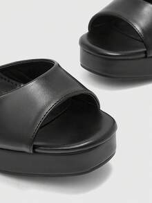 CUCCOO BIZCHIC Women's Fashion Versatile Waterproof Platform Buckle Heeled Sandals - Black - View 7