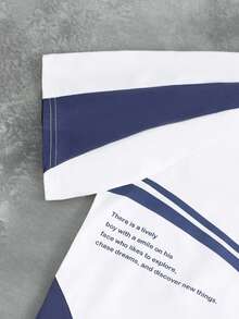 SHEIN 青少年男童休闲撞色圆领短袖T恤 - 霧霾藍 - 查看 3