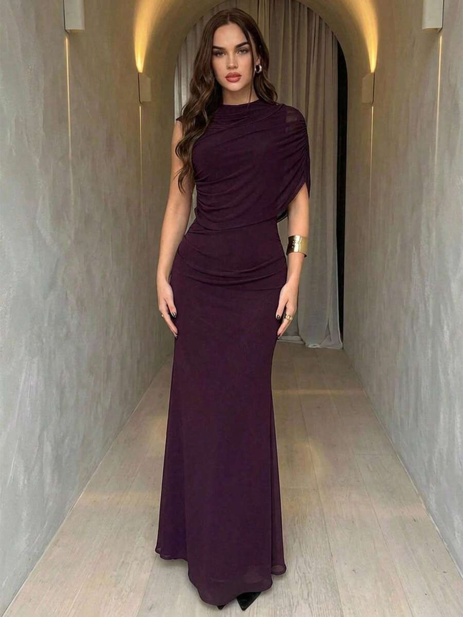 Firerie 女士休闲优雅修身连衣裙，派对礼服，正式礼服/毕业礼服/浪漫婚礼季/宾客礼服/紫红色连衣裙/春季连衣裙/情人节连衣裙/女士优雅派对礼服/女士婚礼宾客礼服/红色连衣裙