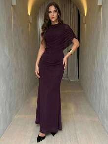 Firerie 女士休闲优雅修身连衣裙，派对礼服，正式礼服/毕业礼服/浪漫婚礼季/宾客礼服/紫红色连衣裙/春季连衣裙/情人节连衣裙/女士优雅派对礼服/女士婚礼宾客礼服/红色连衣裙 - 摩卡棕 - 查看 4