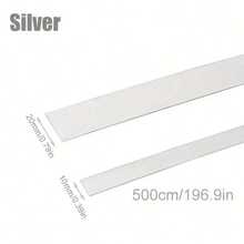 1 Roll Of 5-Meter Stainless Steel Self-Adhesive Wall Decorative Strip, Metal Decorative Strip, Non Drilling Flat Embedded Decorative Strip, Suitable For TV Background Wall And Ceiling Decoration - Silver - View 6