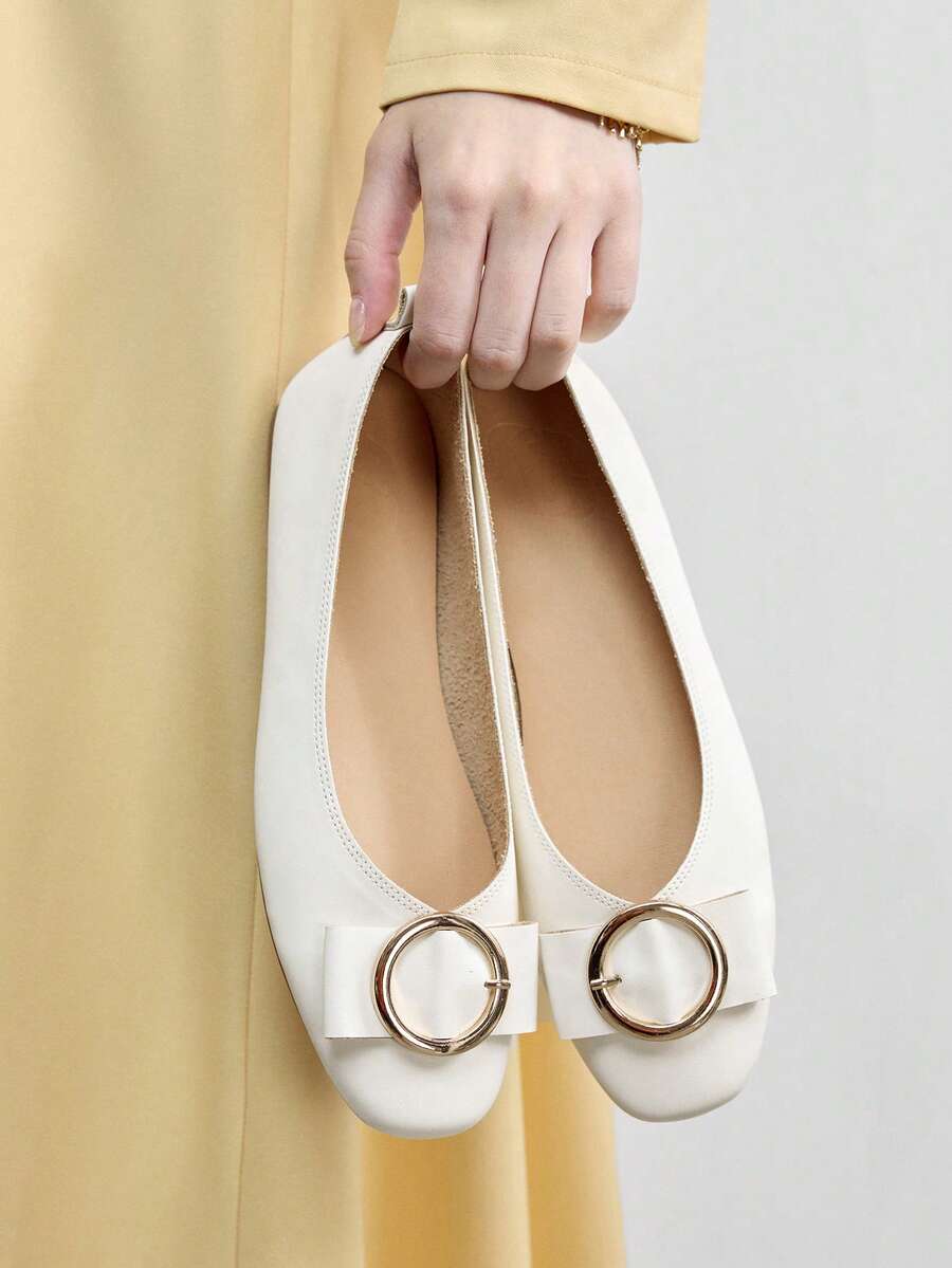 CUCCOO BIZCHIC Women's Metal Decor Casual Versatile Flat Shoes Spring Shoes - Beige - View 1