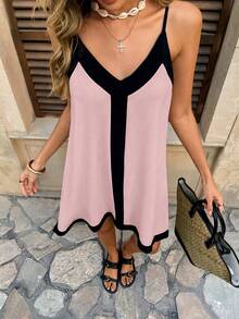 Pariaura Casual - Vacation Casual Spaghetti Strap Dress - Pink - View 3