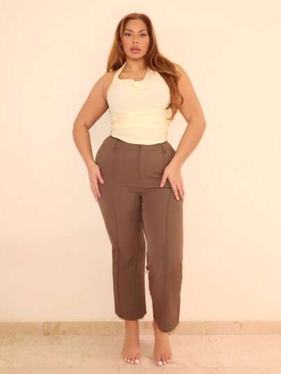 MelDlgn 大码女式淡黄色纹理针织肩带上衣，时尚迷人，适合派对、约会、婚礼、下午茶、音乐节、浪漫海滩度假、春夏邮轮度假淡黄色上衣露背上衣