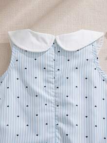 Souflis Souflis 法国新款女婴夏季连衣裙，可爱彼得潘领无袖公主裙，饰以爱心印花和樱桃刺绣，甜美时尚，适合外出、上学、购物等场合。 - 彩色 - 查看 6