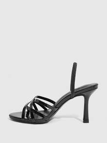 CUCCOO SZL Women's Pointed Toe Criss-Cross Design Fashion High Heel Sandals Valentine's Day - Black - View 5