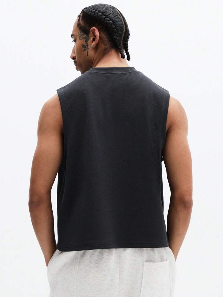 Sleeveless Logo Tank Top With Ribbed Texture