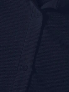 GlowEve CURVE Áo thun tay ngắn LUNE cỡ lớn dành cho nữ, phối màu đơn giản, đa năng cho mùa hè, mặc hàng ngày, cổ bẻ, thích hợp cho thể thao, công sở, đi làm - Màu xanh lam - Xem 6