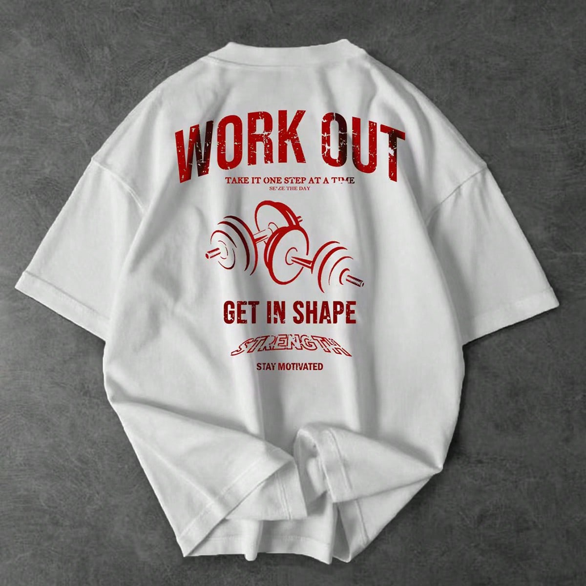 Camiseta deportiva de verano casual para hombres con estampado de letra de mancuerna, gimnasio