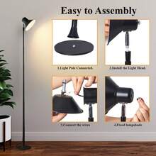 1PC 57 Inch Modern Height Adjustable Led Floor Lamp, USB Powered 3000K-6500K Brightness Dimmable Table Lamp, Indoor Multipurpose Corner Standing Light For Living Room, Bedroom, Study And Office Decor - Black - View 11