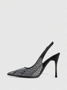 CUCCOO SZL Giày cao gót mũi nhọn khoét rỗng đính đá lấp lánh dành cho nữ, thích hợp cho đi làm, hẹn hò, dự tiệc, du lịch và các dịp khác trong dịp Giáng sinh. - Nhiều màu - Xem 9