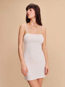 lacRébo White Nightdress With Pink Stripes, Smocked Bust And Small Bow Detail Cute Style French Style Parisian Style Valentines - Multicolor - View 1