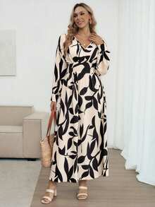 Louniche Đầm dài tay cổ chữ V dành cho nữ, họa tiết hoa Pháp, eo chun, dáng suông, thích hợp cho mùa xuân, thu, hè, mặc hàng ngày, đi làm, lễ hội âm nhạc, tiệc tùng, kỳ nghỉ, đa năng. - Nhiều màu - Xem 4