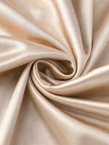 SHEIN Franclia New Apricot Gold Luster Camisole Dress - Cross V-Neck With Chest Ruches & Waist-Abdomen Gathered Cinching, A Slim-Fitting Midi Dress. Evoking French Retro Elegance, It Shines As A Versatile Piece (Wear Alone Or Layered) For Parties, Dates, Or Gala Dinners. - Apricot - View 5