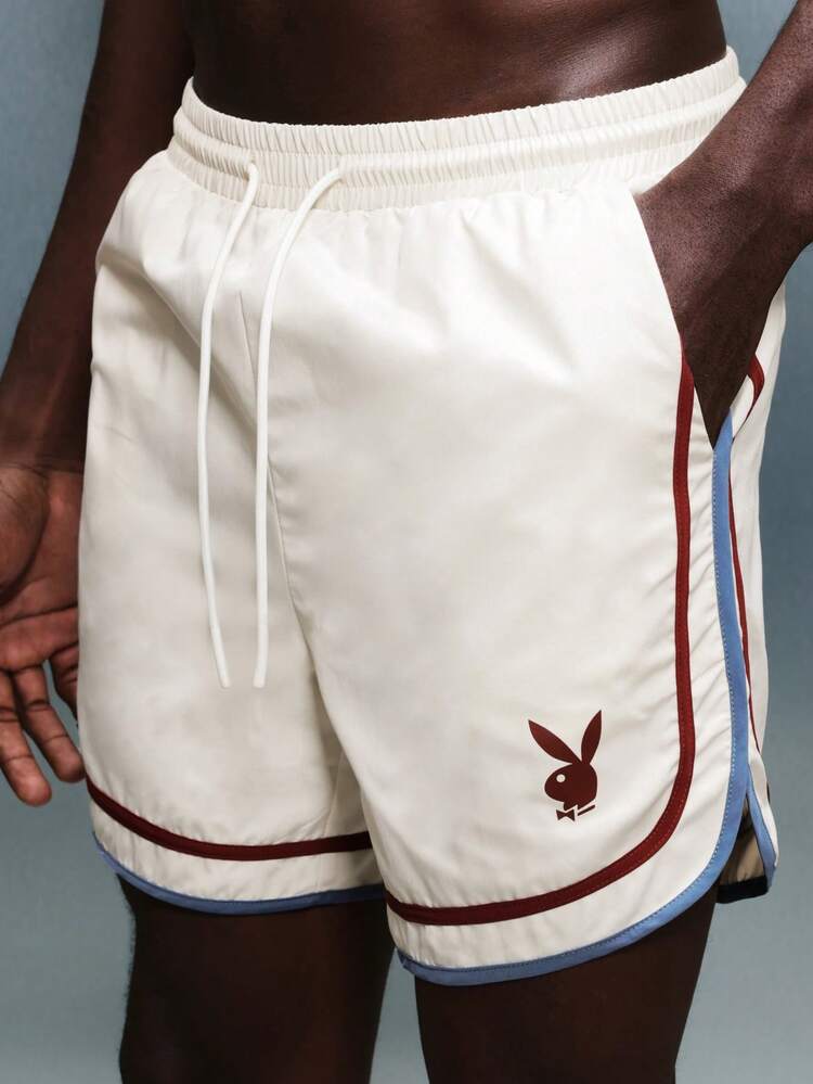 PLAYBOY X SUMWON Kąpielówki z logo króliczka i kontrastowym wykończeniem