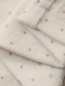 DAZY 2pcs Women Polka Dot Cat Print Lace Patchwork Loose Cardigan & Pants Pajama Set - Apricot - View 7