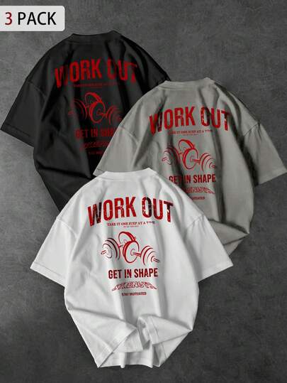 Sport MetroGents 男士夏季休闲哑铃字母印花运动T恤