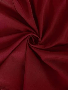 Vionelle 大码纯色收腰长袖梭织衬衫领连衣裙，秋冬款 - 酒紅色 - 查看 8