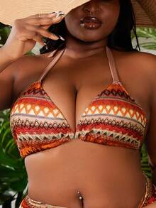 Slaydiva Plus Size Women's Fashionable Bohemian Style Bikini Top, Suitable For Beach Wear In Summer - Multicolor - View 6