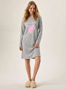 Loomlin 女士棉质 & 心形印花睡裙