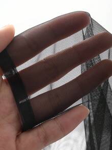 DAZY Casual Business Sheer Mesh Fitted Chiffon Blouse, Minimalist Short Sleeve Women Shirt - Black - View 6