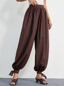 Aveloria Modichic Quần dài nữ phong cách Bohemian dáng rộng, chất liệu vải giả lanh họa tiết quả dứa, sang trọng và cao cấp. - Cà phê nâu - Xem 4