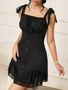 Modelyn Fashionable New Casual Black Mini Dress For Women - Black - View 6