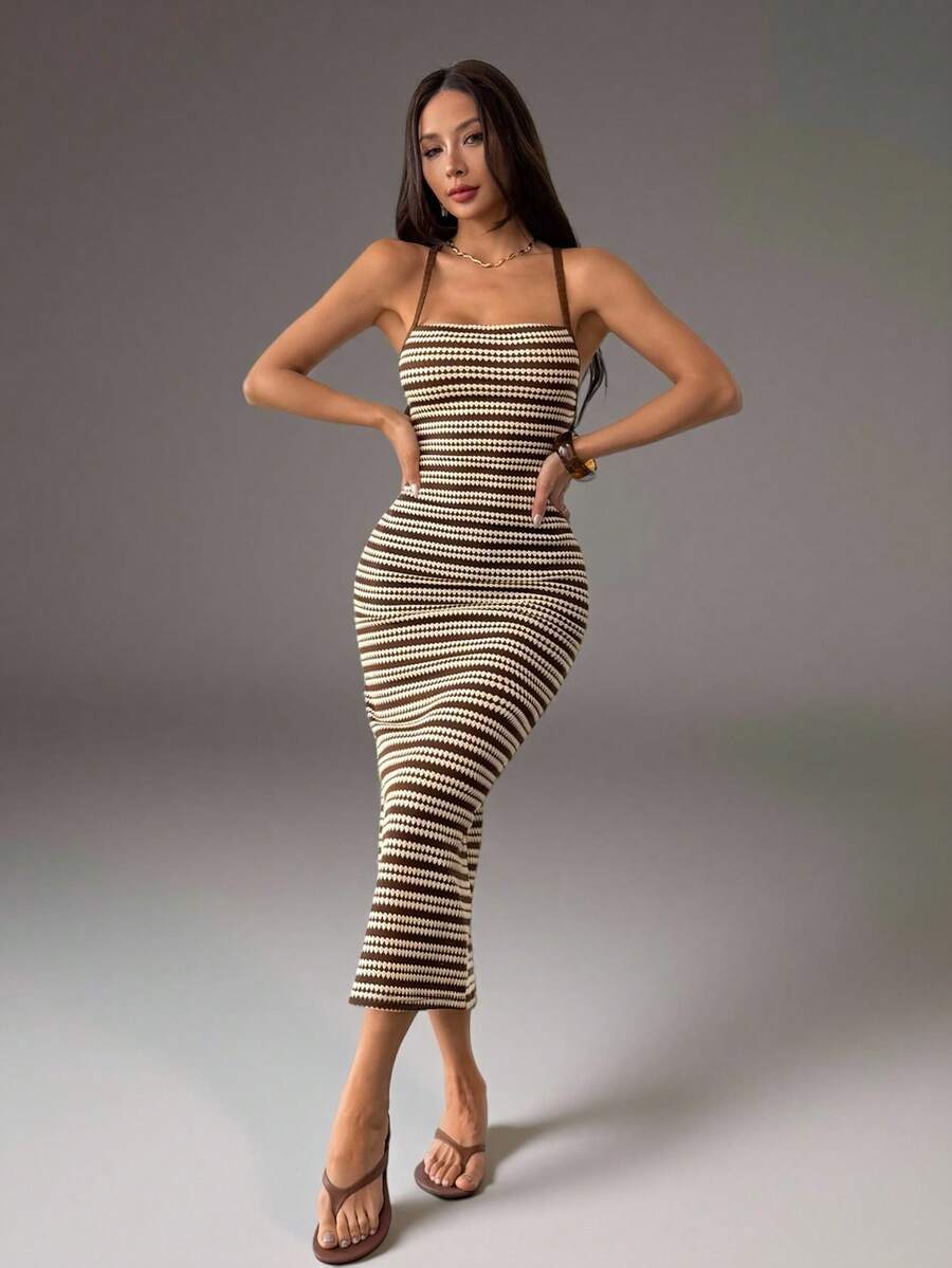 SHEIN PETITE 女士时尚度假休闲吊带连衣裙