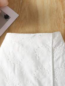 Young Girls Textured Asymmetric Shorts Skirt,Summer Casual Fashionable Versatile For Party,Outing,Photo Shoot,Park,Camping,Vacation,Daily Leisure - White - View 5