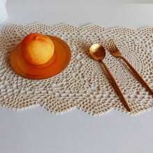 1 Piece/2 Pieces/4 Piece Set Of Handmade Crocheted Lace Placemats, Rectangular Lace Tablecloths, Heat-Resistant Coasters, Table Flags, Suitable For Table Decoration On Holidays Such As Thanksgiving And Christmas, Available In Beige/White - Beige - View 5