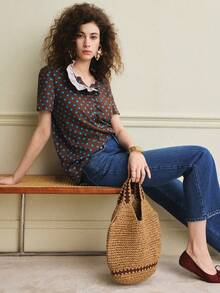 Écloséra Bluză vintage cu buline pentru femei, cămașă casual cu buline pentru femei, primăvară/vară - Multicolor - Vizualizare 4