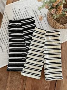 LMoss Kids 2件套女婴针织条纹休闲宽松裤套装 - 彩色 - 查看 2