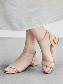 CUCCOO BIZCHIC 女士时尚优雅方头高跟凉鞋，适合办公室、居家及其他场合，春夏款 - 杏色 - 查看 4