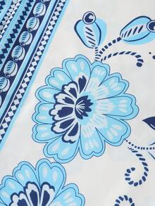 Franclia Women's Summer Vacation Casual Halter Backless Printed Dress - Blue - View 6