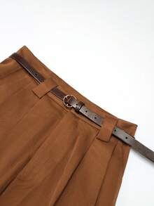 Franclia Conjunto casual y elegante de camisa de manga corta de corte holgado a rayas y shorts de color contrastante para mujer (con cinturón), versátil para vacaciones, negocios, citas, fiestas, playa y uso diario en verano - Multicolor - Ver 6