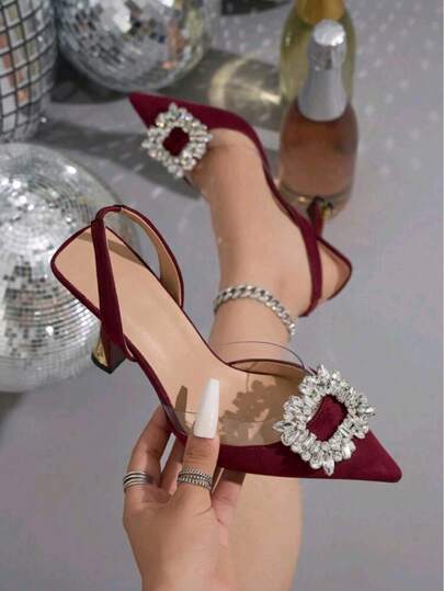 ISPORTE Tacón alto con decoración de rhinestones y punta afilada para mujer,elegantes y cómodos,tipo slip-on,adecuados para fiestas,bodas y eventos formales en oPrimavera / verano.Talla grande,color dorado,tacón de gatito,elegante