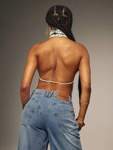 Denimoi 女士低腰直筒宽松休闲百搭时尚牛仔裤 - 中等水洗藍 - 查看 3